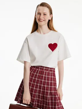 100% Cotton Basic Heart Print T-Shirt