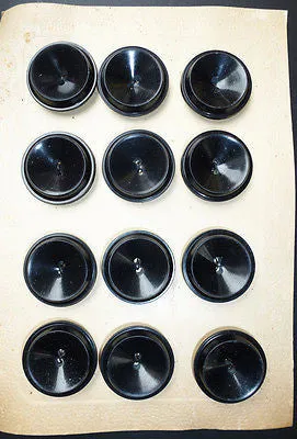 12 Striking Sculptural 2.8cm Black Vintage Buttons