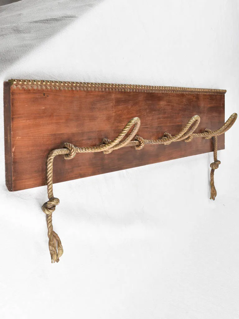 1940s COAT RACK - brass rope 44½"