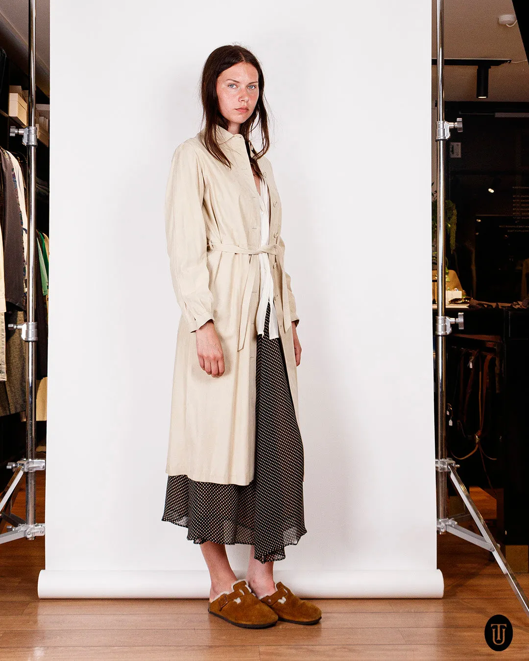 1970s Luxurious Tan Long Suede Coat S