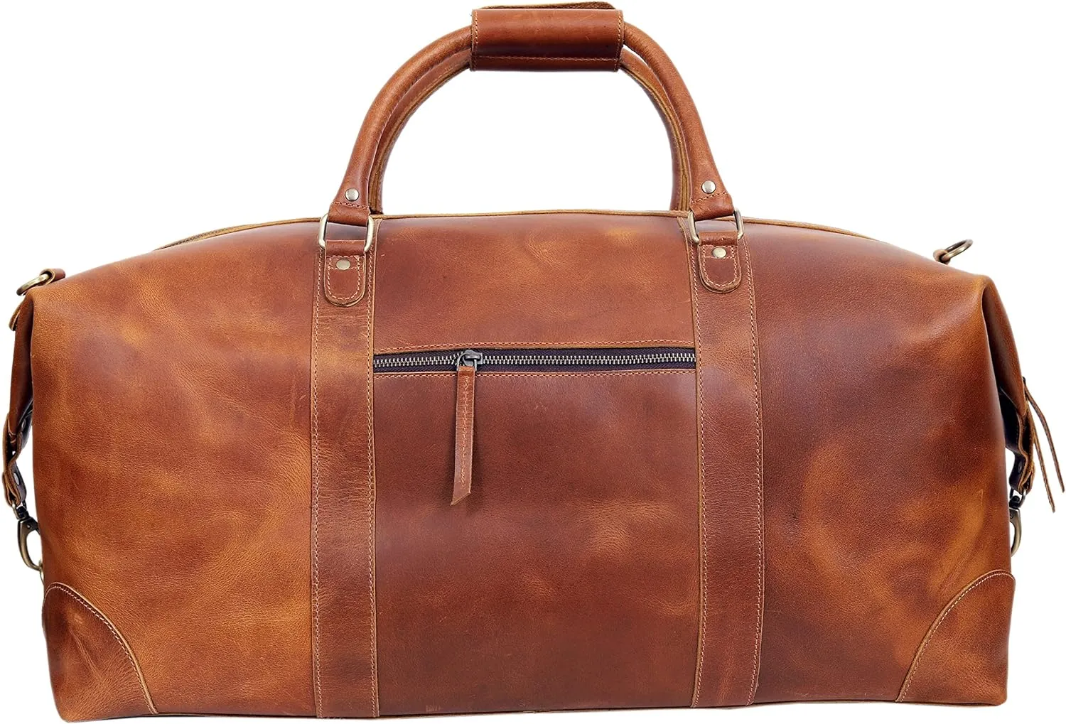 24-Inch Buffalo Leather Travel Duffel Bag: Your Ultimate Luggage Bag for Gym, Travel, and Weekends (Tan) - Vintage Leather Bag