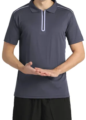 4POSE Men's Drak Grey Moisture Wicking Quick Dry Golf Workout Polo Shirt (Clearance)