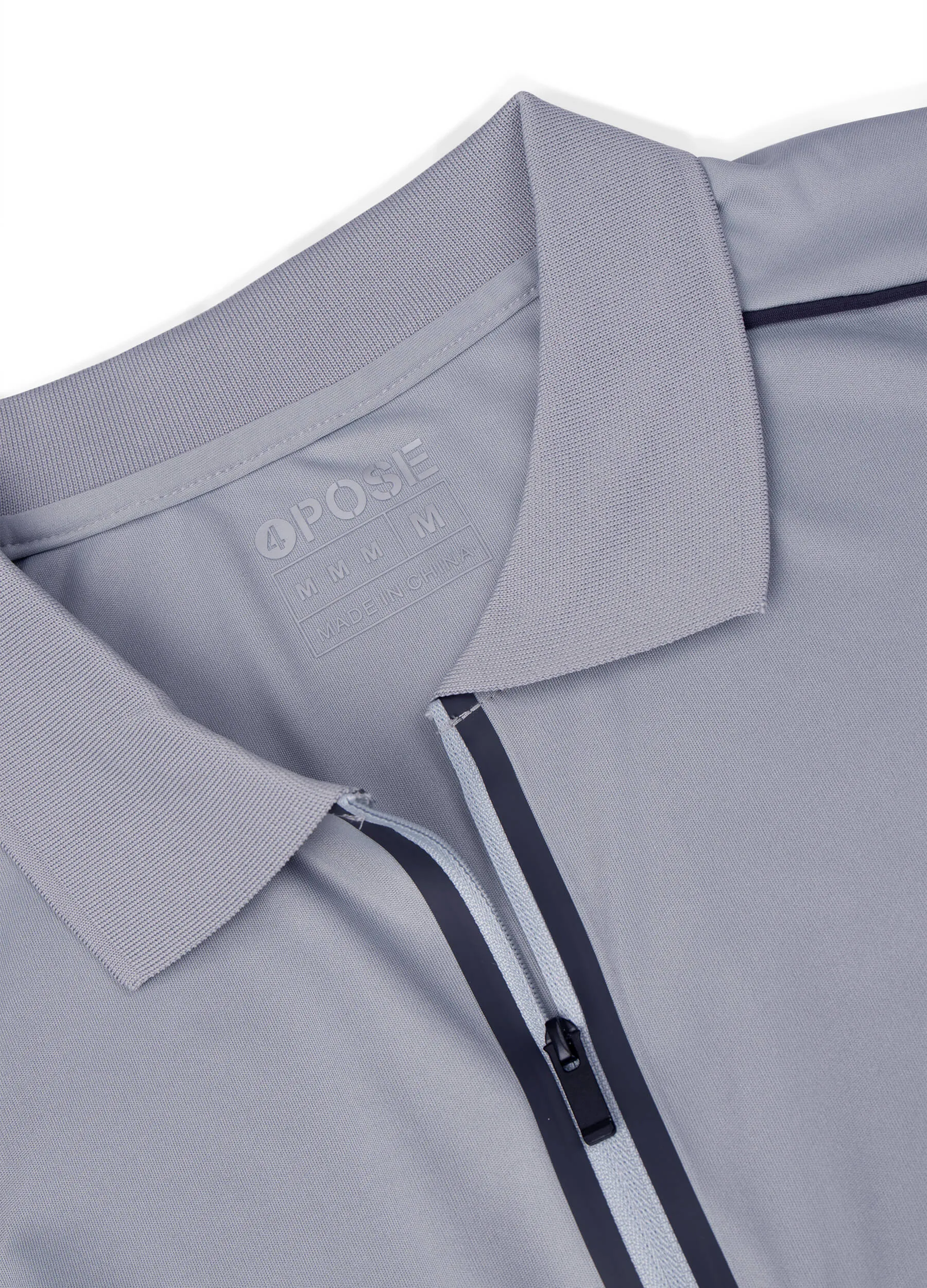 4POSE Men's Light Grey Moisture Wicking Quick Dry Golf Workout Polo Shirt (Clearance)