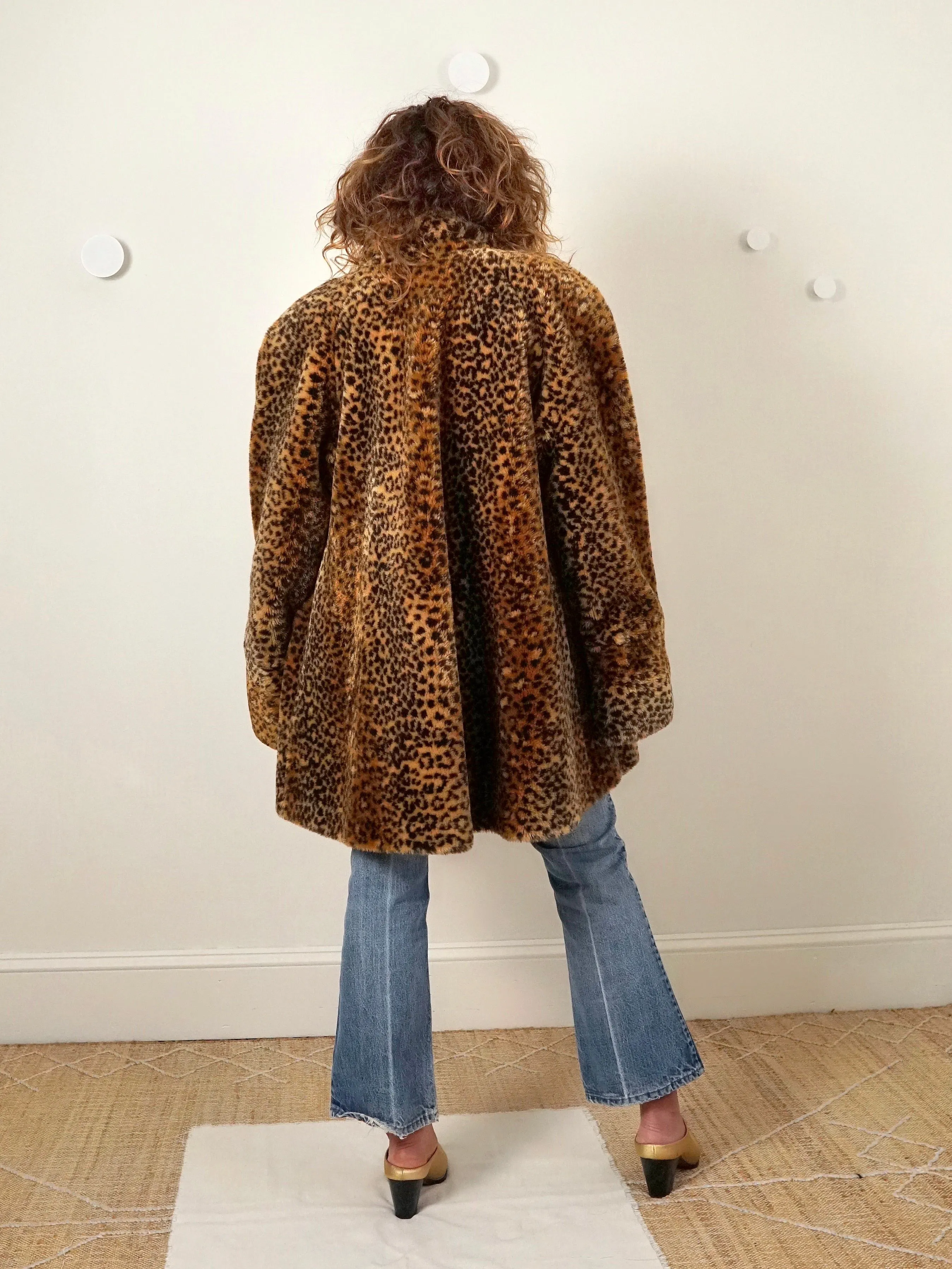 80's Leopard Faux Fur Swing Coat