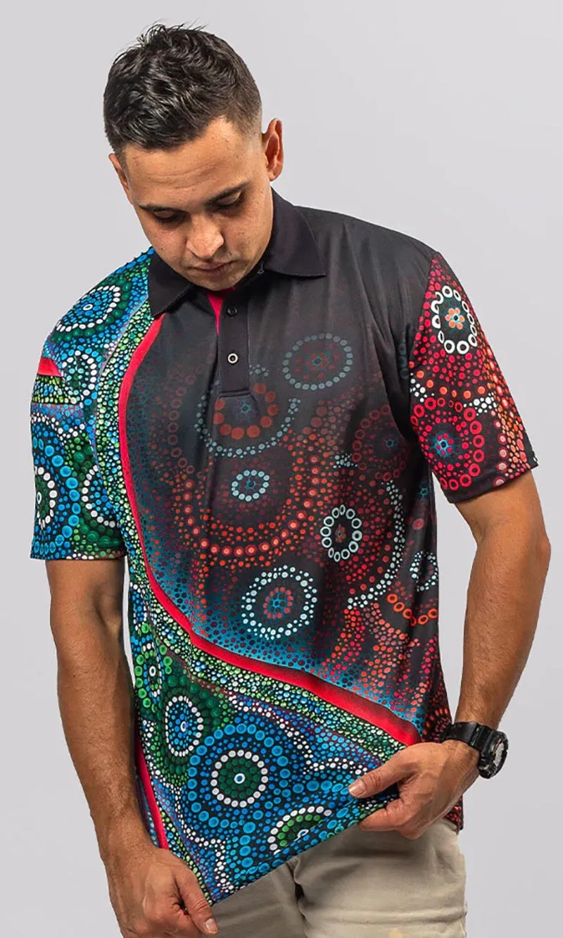 Aboriginal Art Unisex Polo Salt Meets Earth