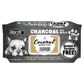 Absorb Plus Charcoal Pet Wipes Coconut Scented 15cm x 20cm - 80sheets