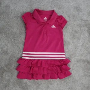 Adidas  Polo Dress Little Girls Size 3T Light Pink Sporty Ruffle Short Sleeve