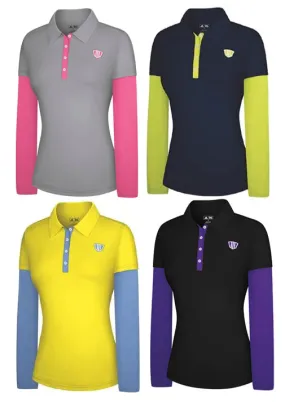 Adidas Taylormade Women's Fashion Performance Faux Layered Long Sleeve Golf Polo