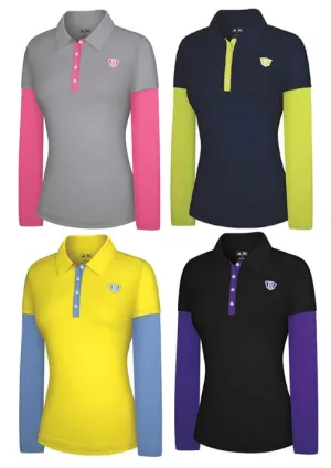 Adidas Taylormade Women's Fashion Performance Faux Layered Long Sleeve Golf Polo