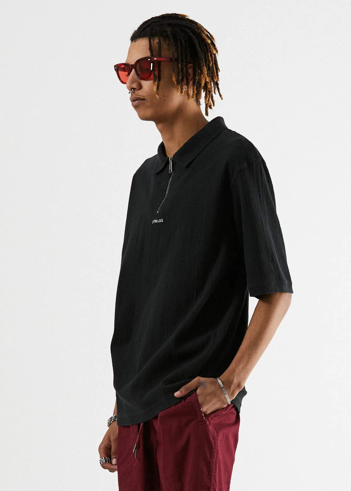 Afends Mens Dead Ahead - Polo Tee - Black