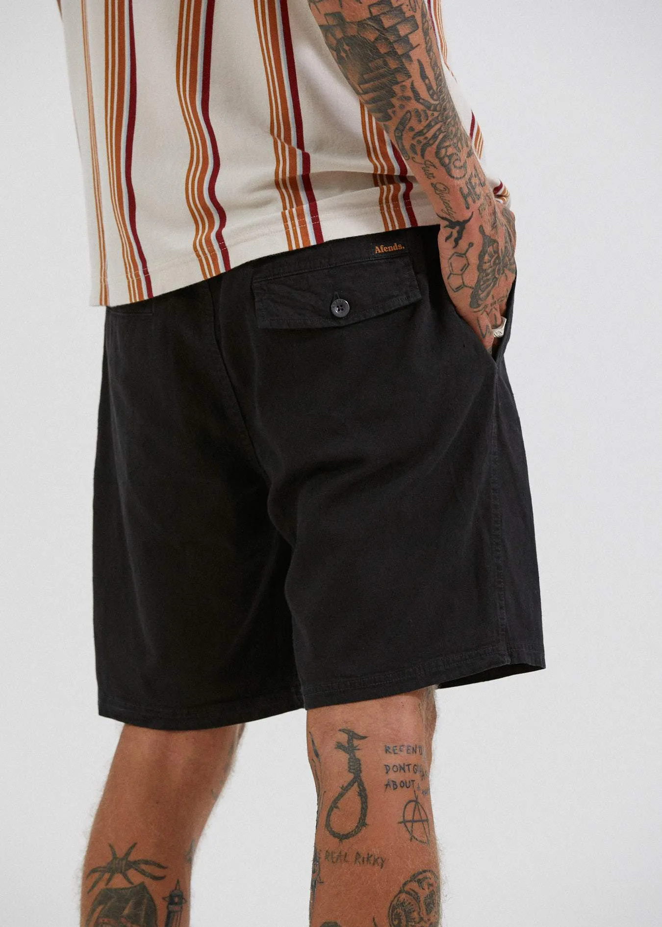 Afends Mens Hemp Dendys - Elastic Waist Walkshort - Black