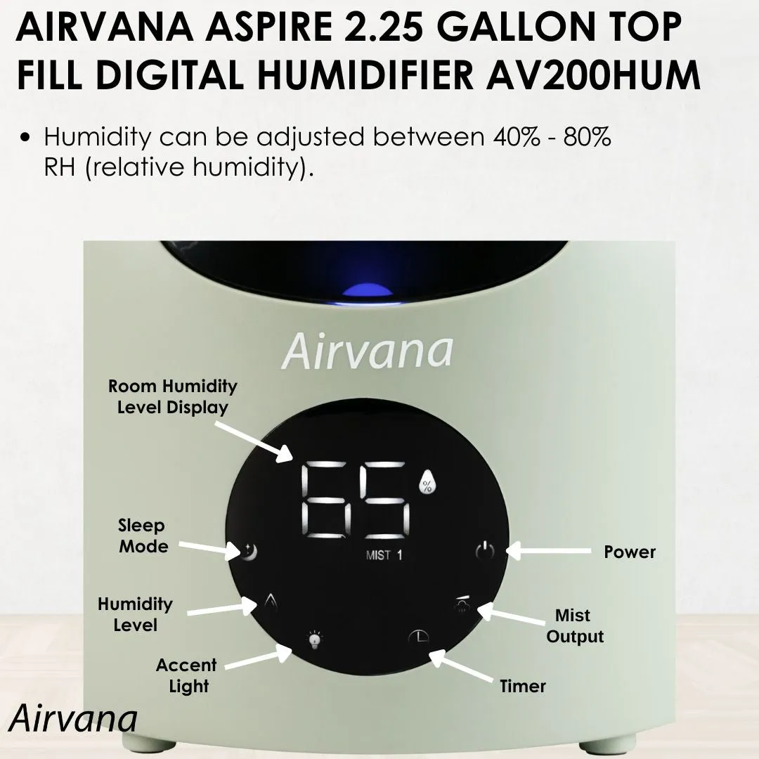 Airvana Aspire 2.25 Gallon Top Fill Digital Humidifier AV200HUM