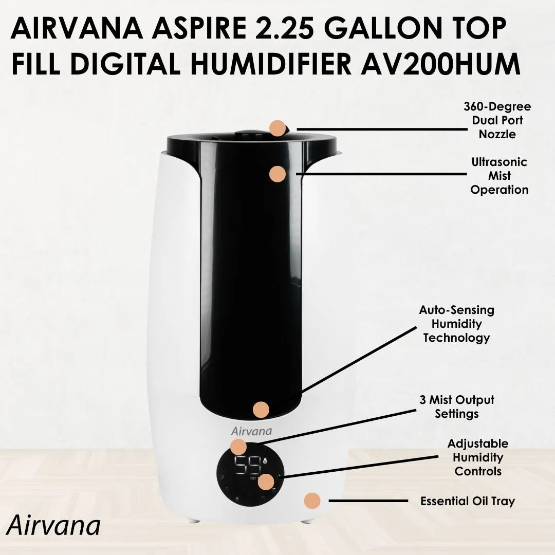 Airvana Aspire 2.25 Gallon Top Fill Digital Humidifier AV200HUM