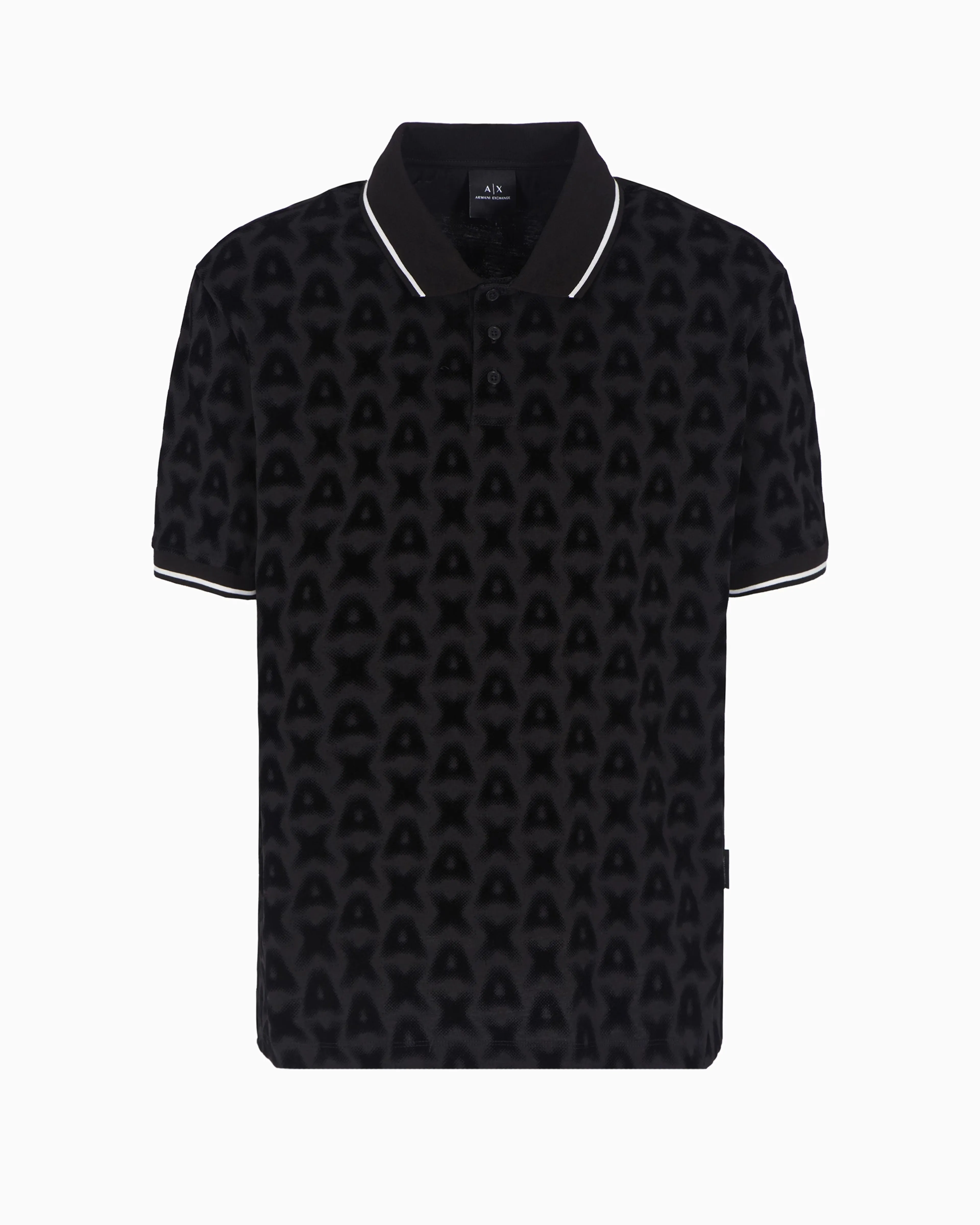 Allover Flocked Logo Pattern Polo (Black) - XM000081AF10361FC008