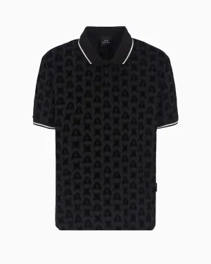 Allover Flocked Logo Pattern Polo (Black) - XM000081AF10361FC008