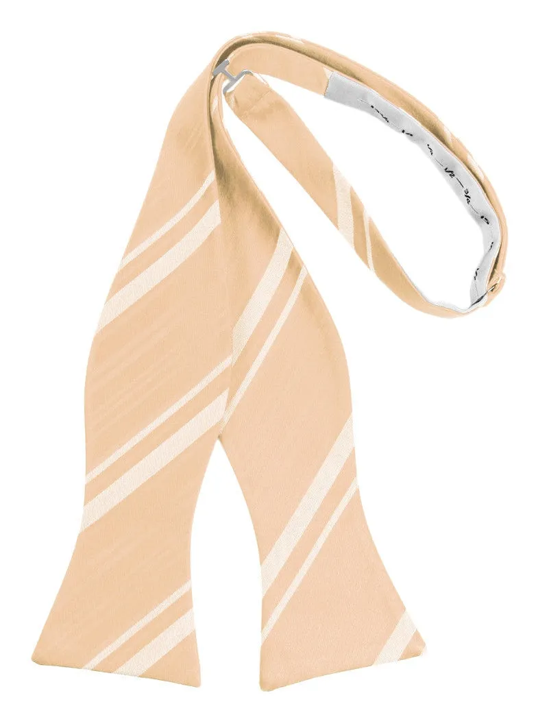 Apricot Striped Satin Self-Tie Formal Bow Tie