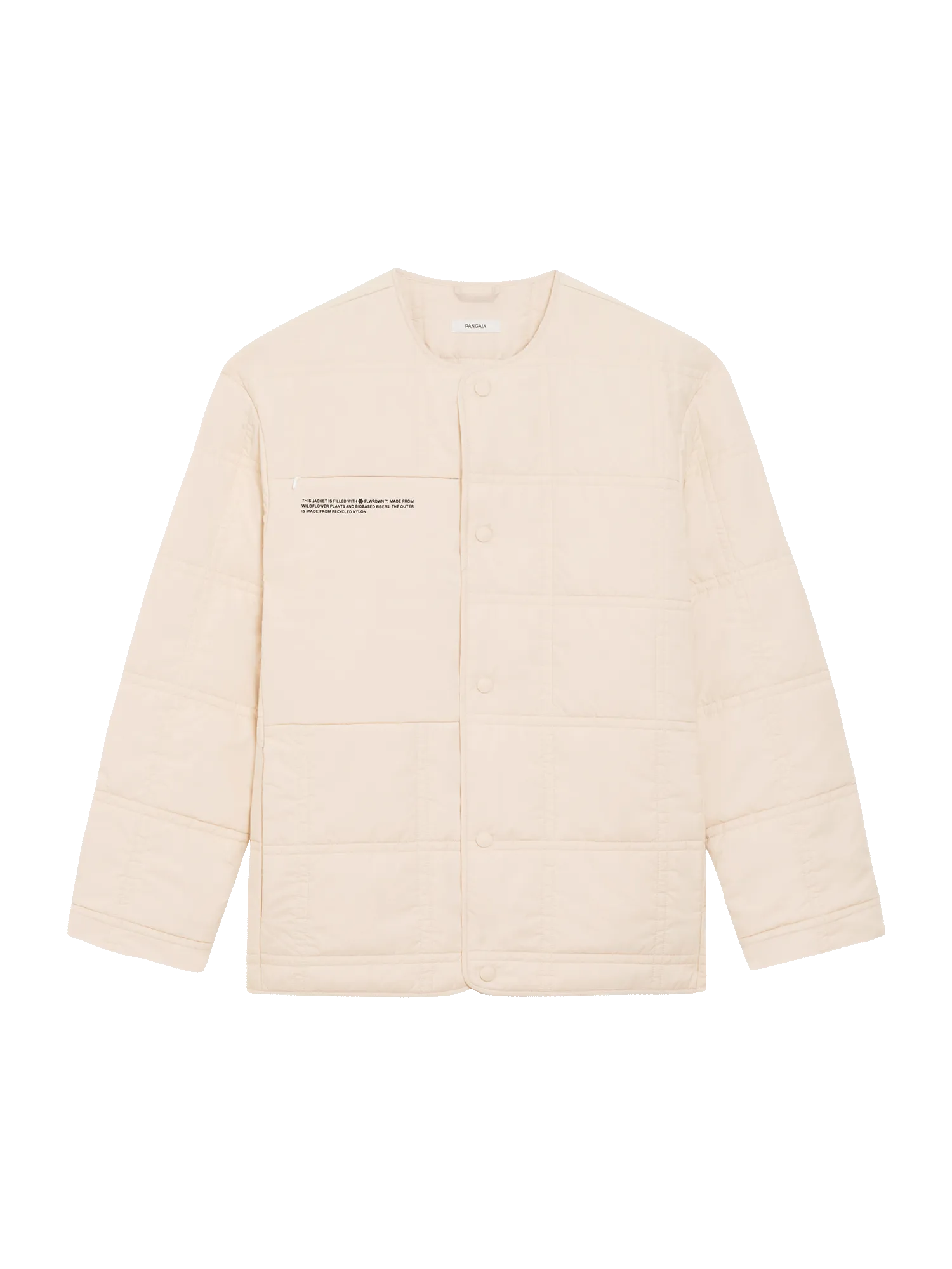 Archive Mens Flower-Warmth Quilted Collarless Jacket—sand