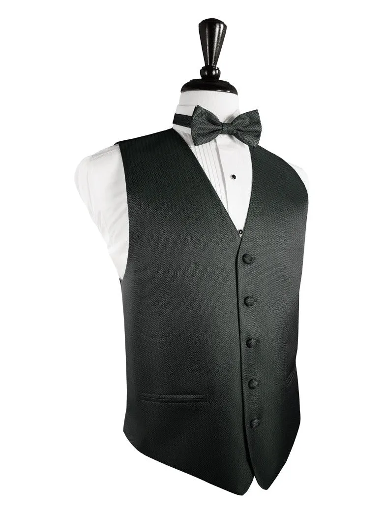 Asphalt Herringbone Tuxedo Vest and Tie Set