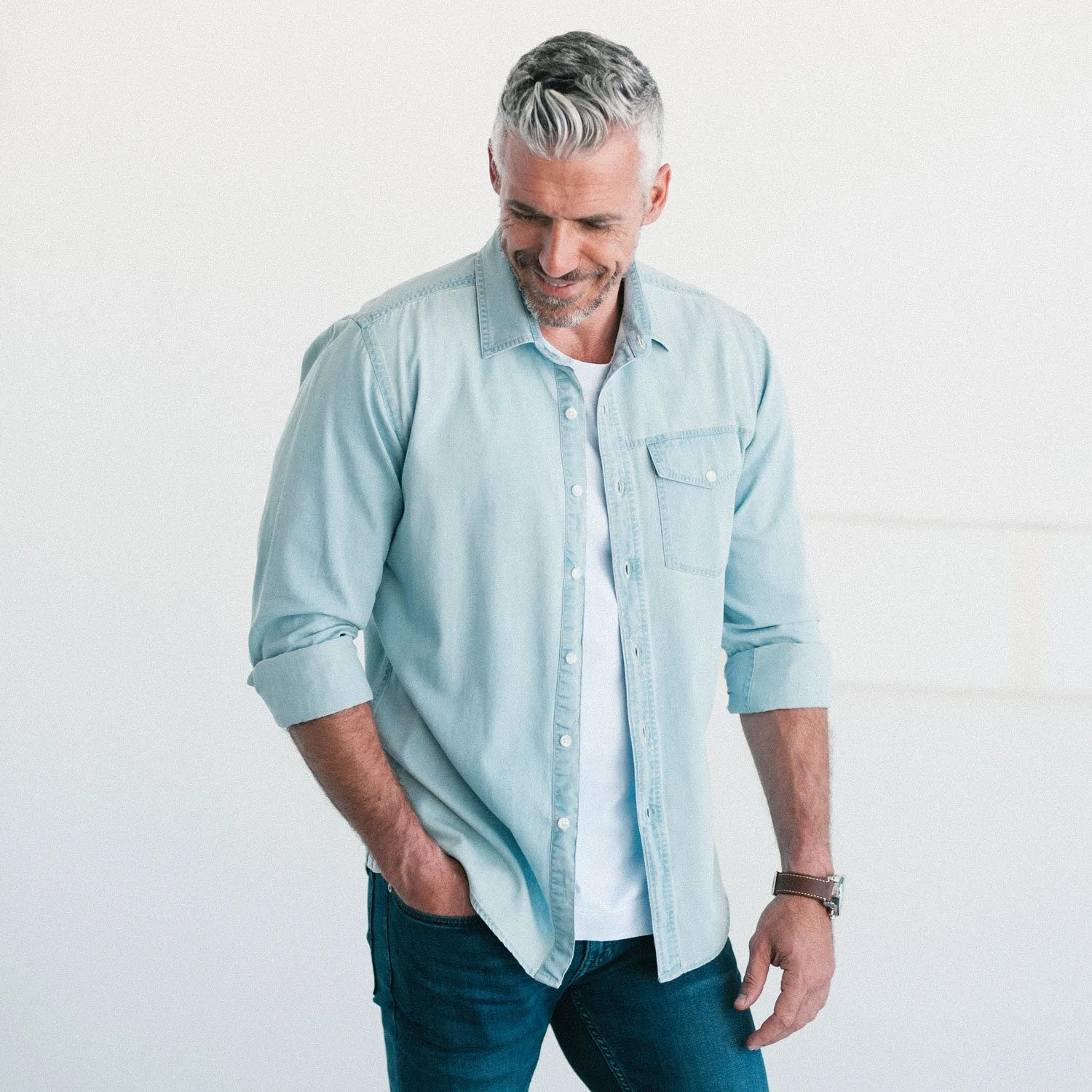 Author Casual Shirt – Light Blue Cotton Denim