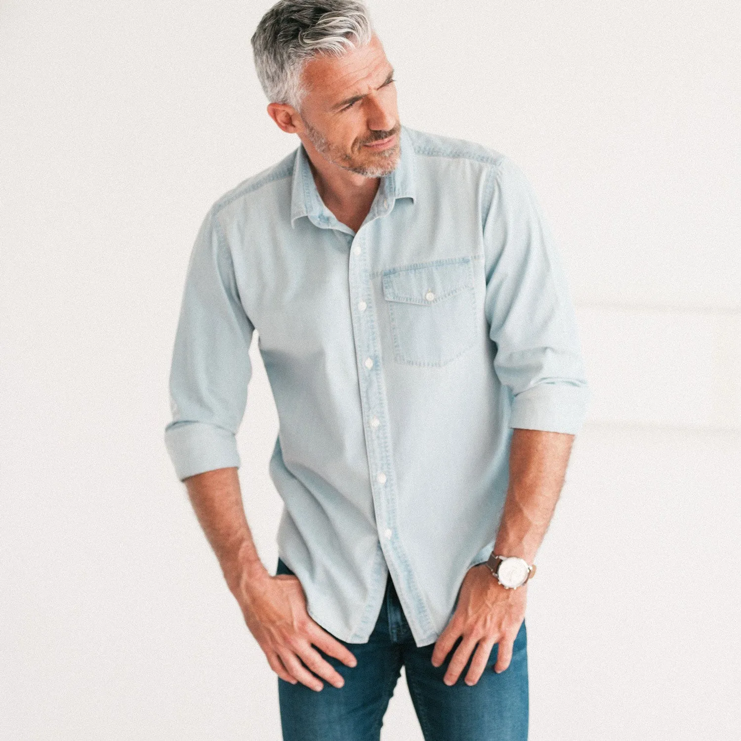 Author Casual Shirt – Light Blue Cotton Denim