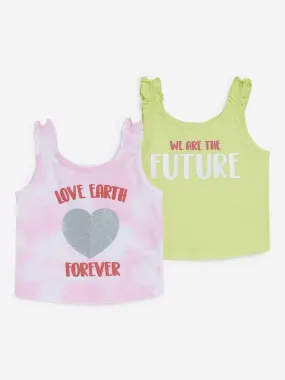 Baby HOP Pink Printed Tank T-Shirts Set of Two