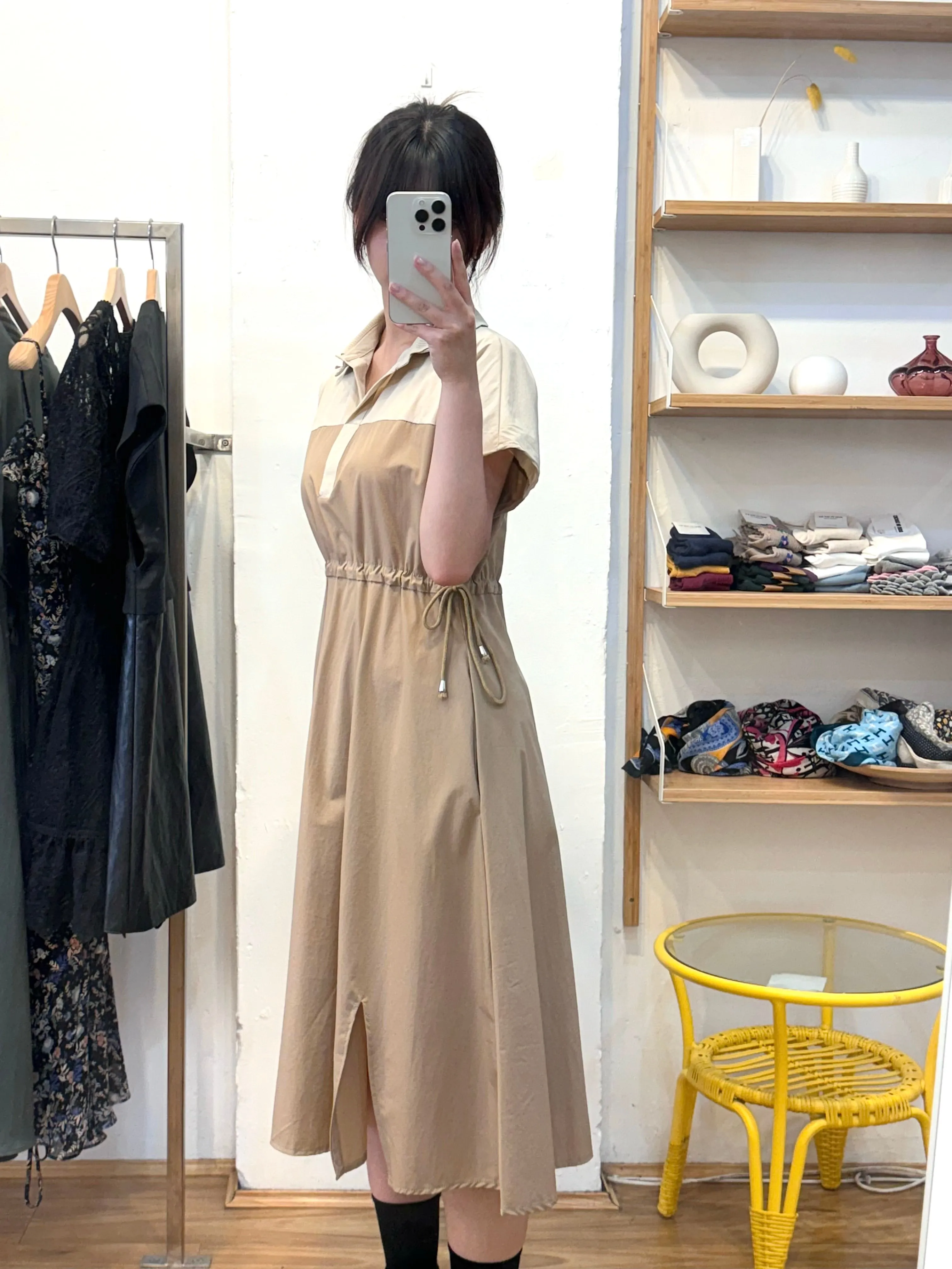 Beige Shirt Long Dress