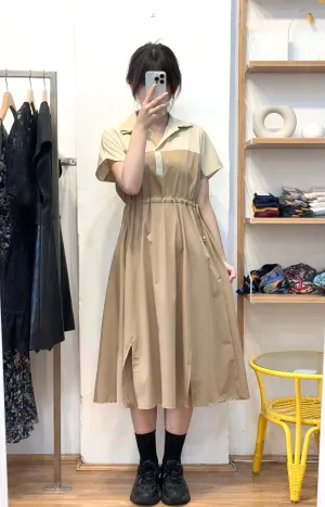 Beige Shirt Long Dress