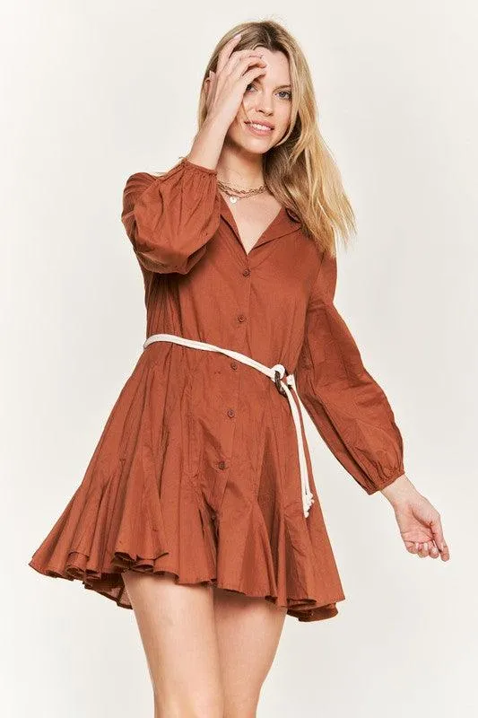 Belted Flare Shirt Dress