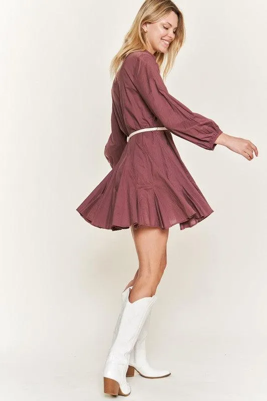 Belted Flare Shirt Dress