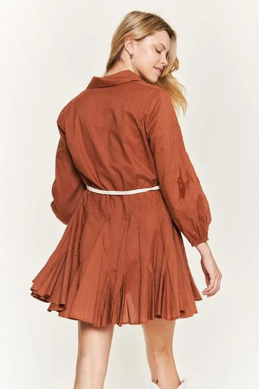 Belted Flare Shirt Dress