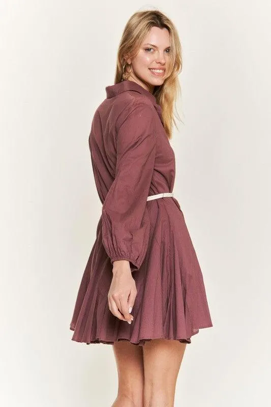 Belted Flare Shirt Dress