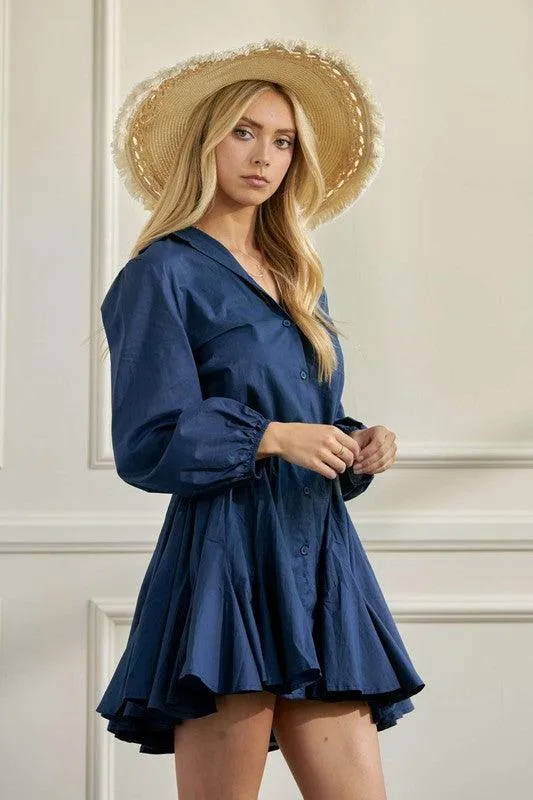 Belted Flare Shirt Dress