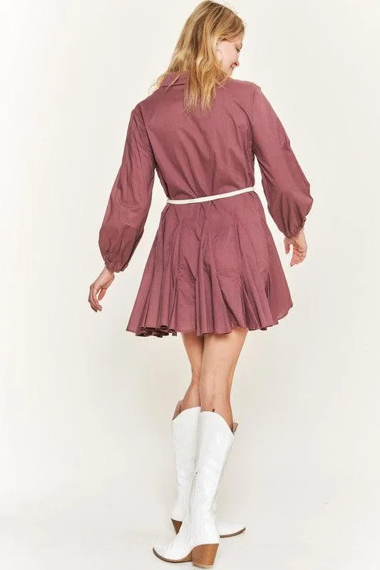 Belted Flare Shirt Dress