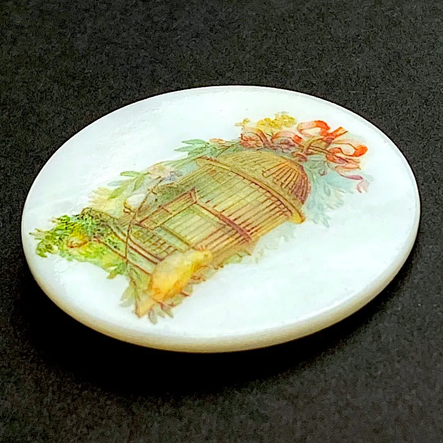 Birdcage Mother of Pearl Button by Susan Clarke, 1-3/8"  #1659