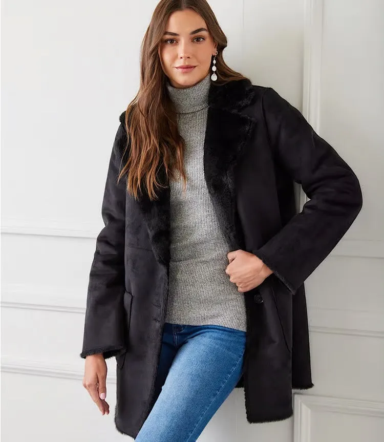 Black Faux Fur Coat