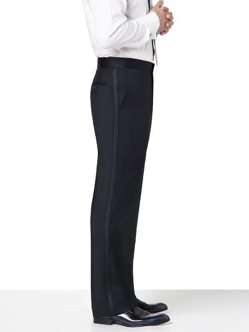 Black Flat Front Comfort Waist Tuxedo Pants