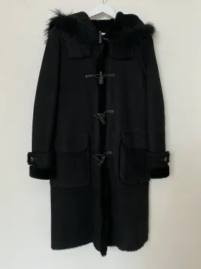 Black Merino Shearling Duffle Coat