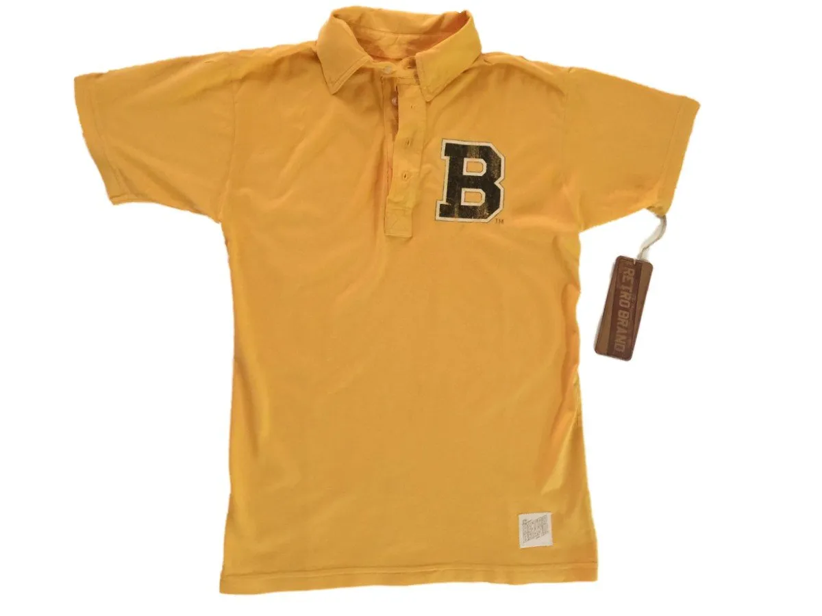 Boston Bruins Retro Brand Gold 100% Cotton Short Sleeve Golf Polo T-Shirt