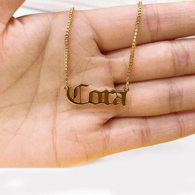 Box Chain Custom Name Necklace -Custom any Date or Name on this name necklace