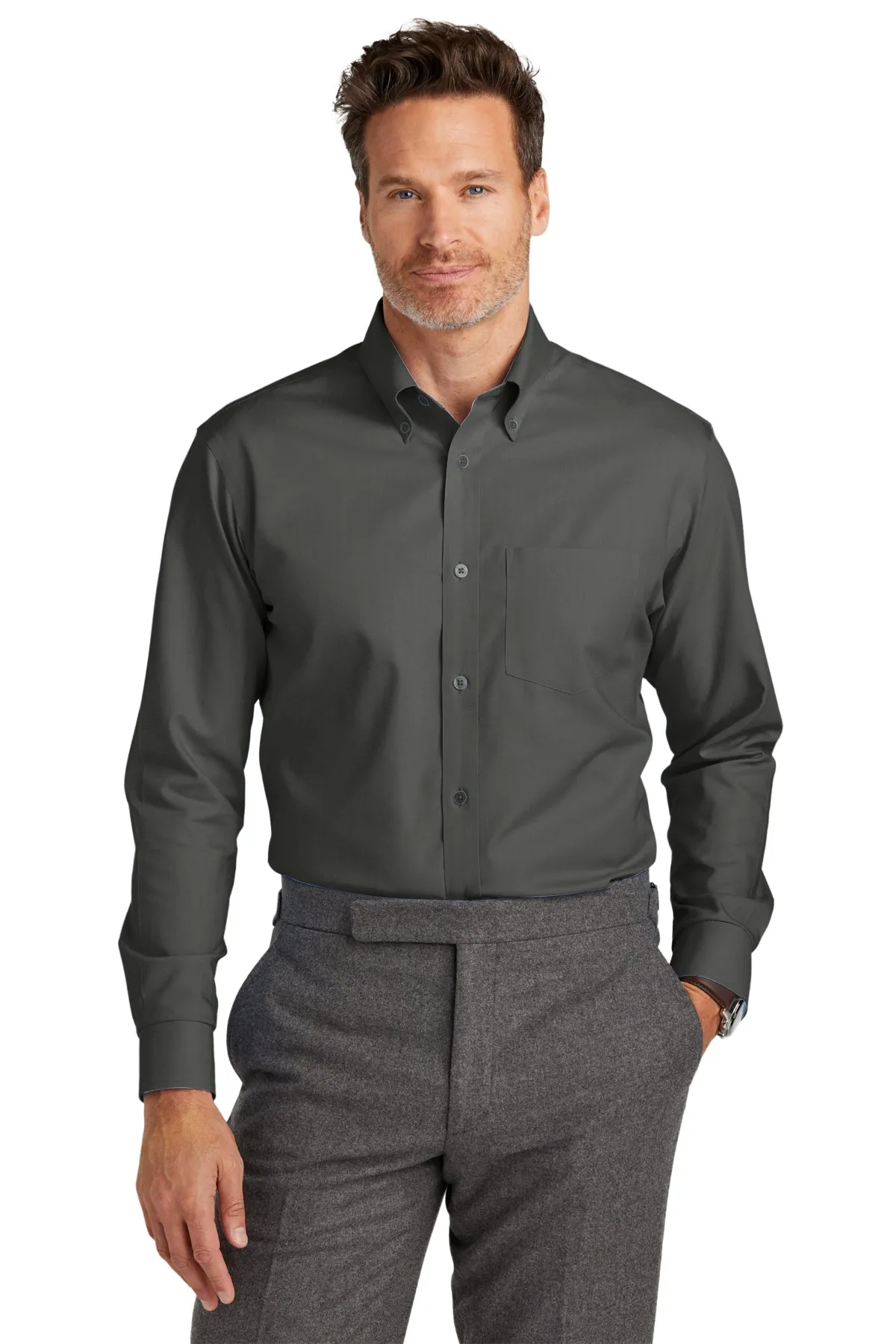 Brooks Brothers Wrinkle-Free Stretch Nailhead Shirt, Deep Black