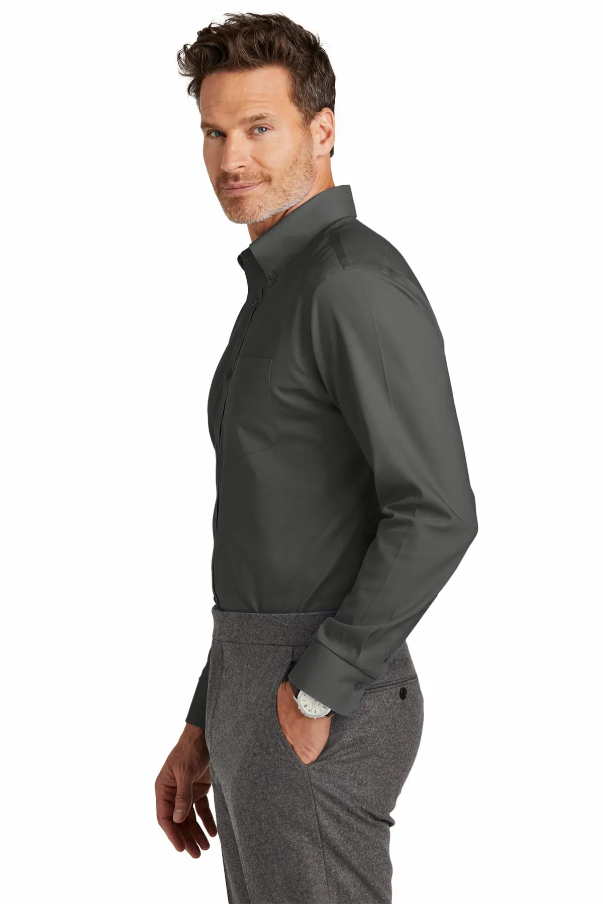 Brooks Brothers Wrinkle-Free Stretch Nailhead Shirt, Deep Black