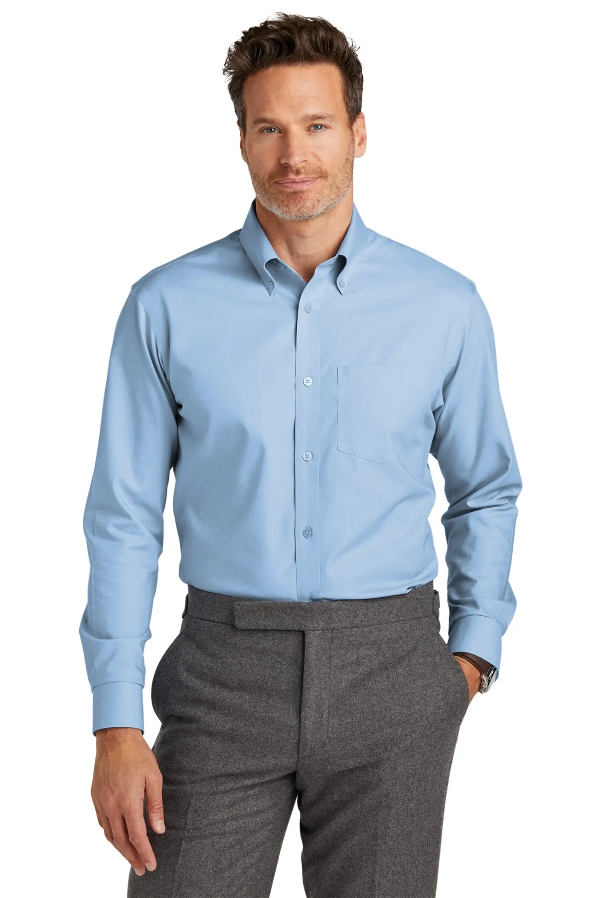 Brooks Brothers Wrinkle-Free Stretch Nailhead Shirt, Newport Blue