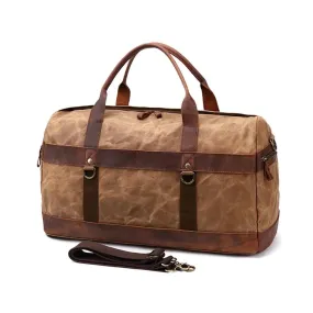 Calvin Waxed Canvas Genuine Leather Weekender Duffle bag