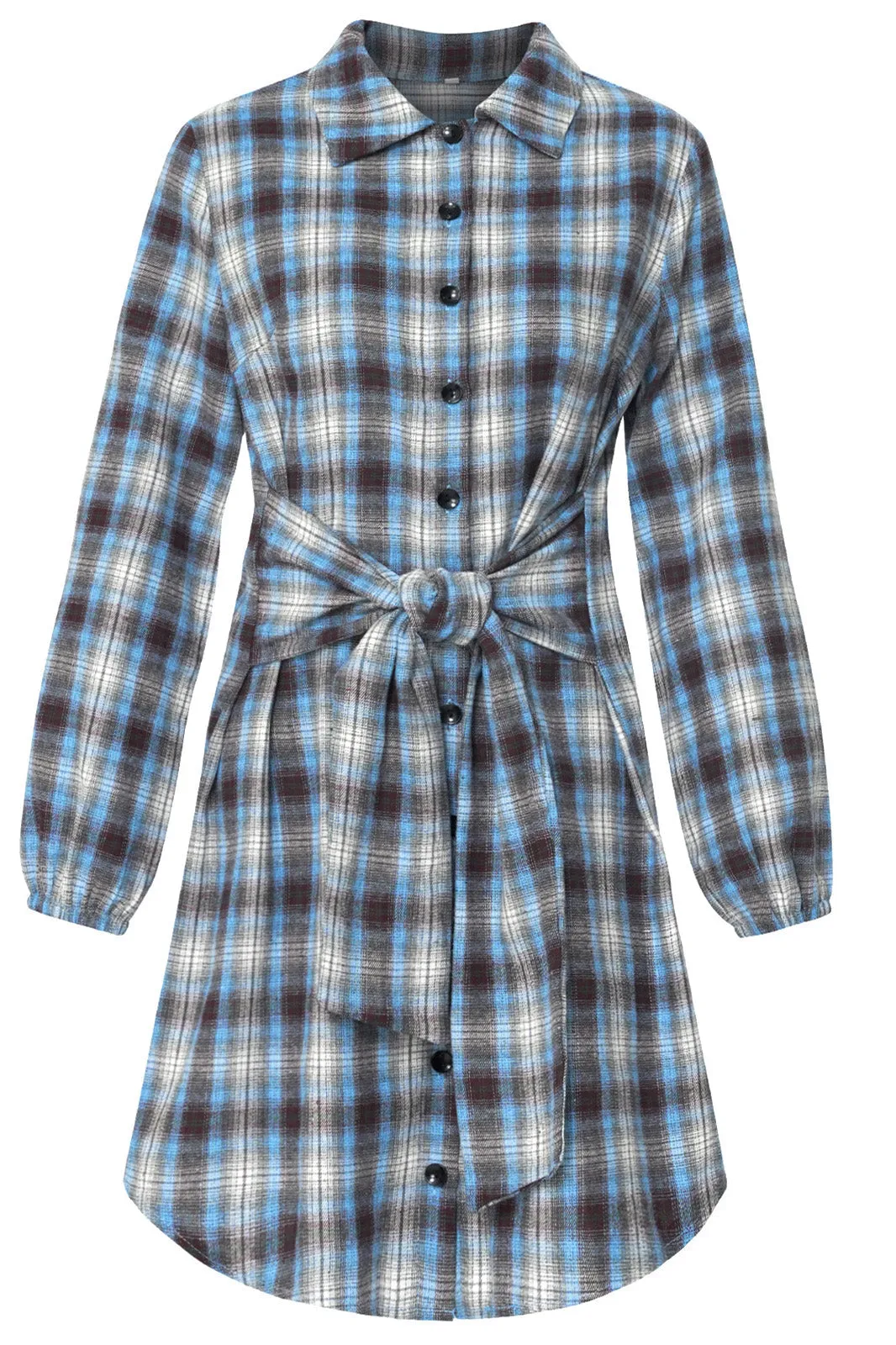 Casual Long Sleeve Plaid Shirt Dress