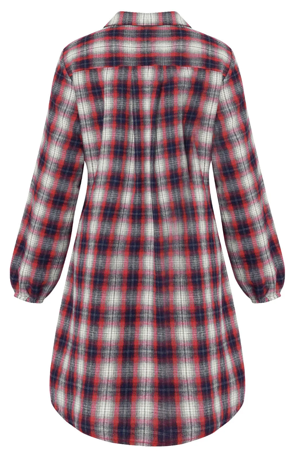 Casual Long Sleeve Plaid Shirt Dress