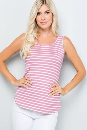 Celeste Full Size Backside Bow Tie Striped Tank