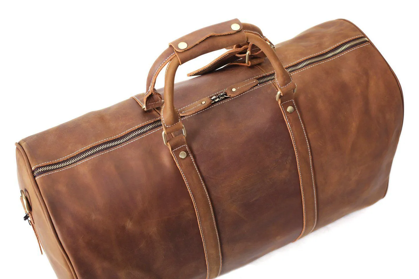 CF13 HANDMADE LARGE VINTAGE FULL GRAIN LEATHER TRAVEL BAG