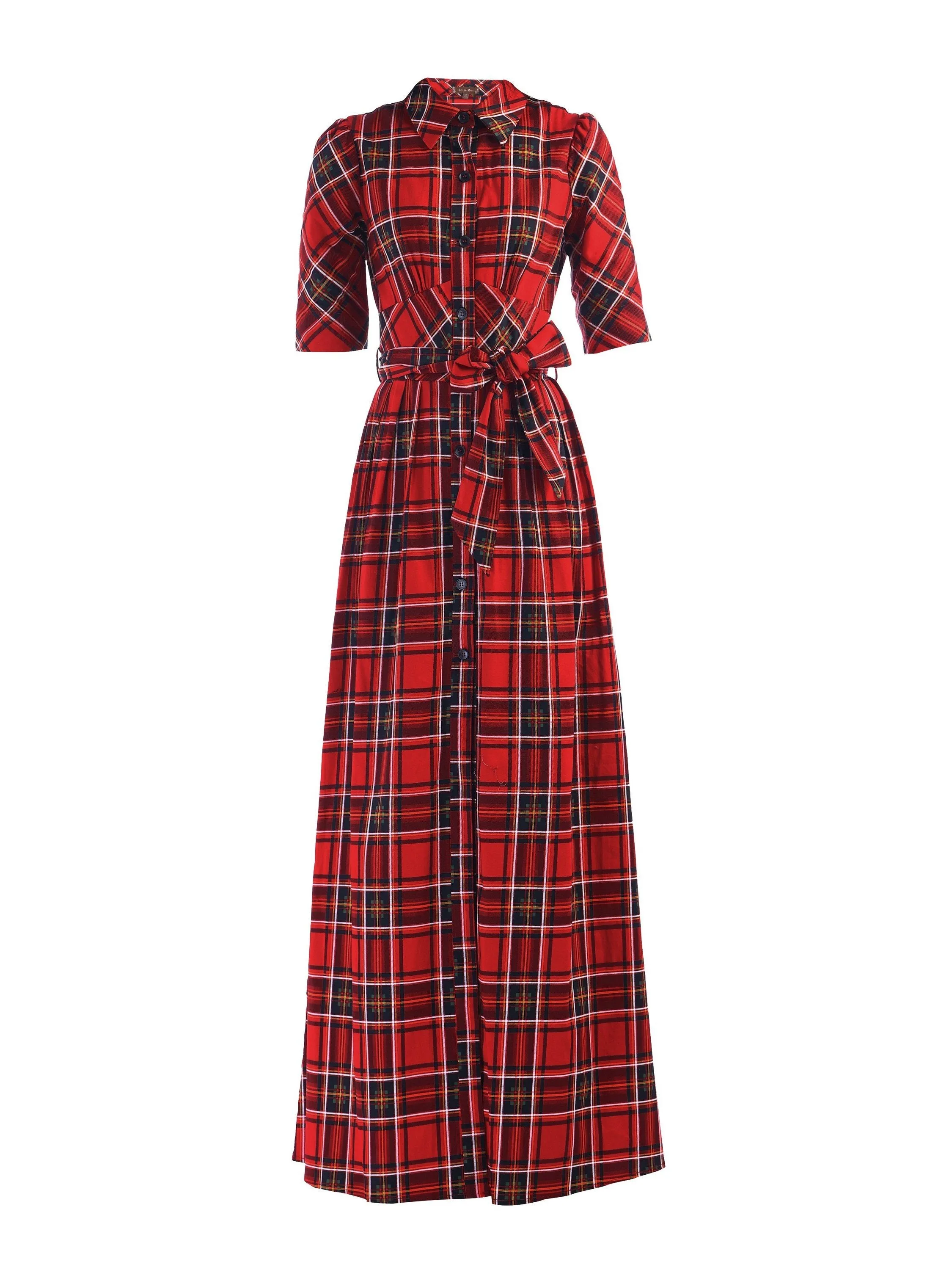 Checked Shirt Maxi Dress, Red Check