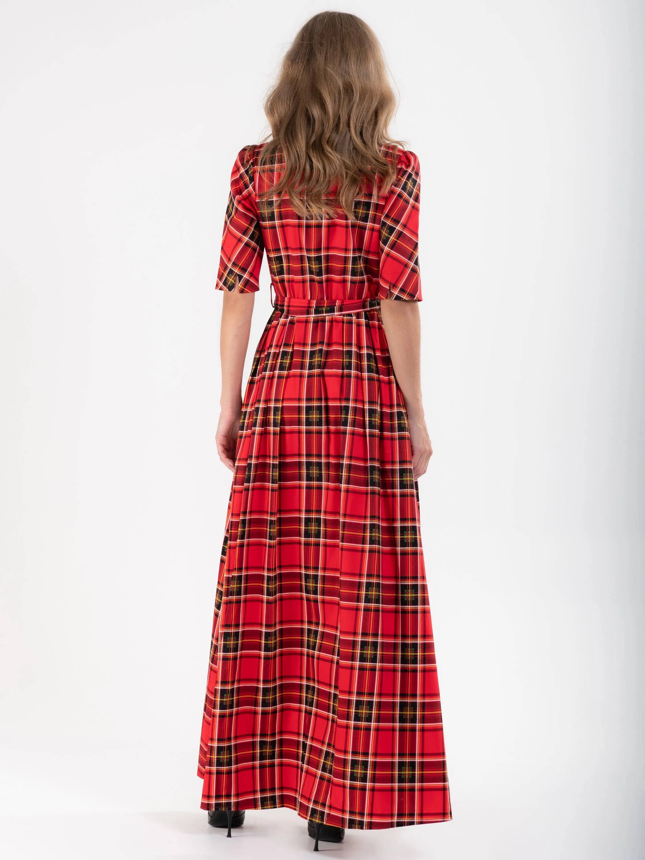 Checked Shirt Maxi Dress, Red Check