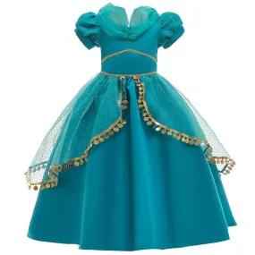 Children's Clothing Children Shirt Lamp of Aladdin Princess Jasmine Dress Medium and Large Children's Dresses Girl Dress